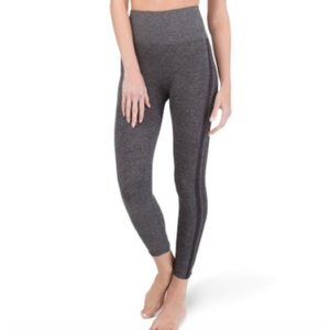 Assets By Spanx High Waist Black Stripe Leggings Gray